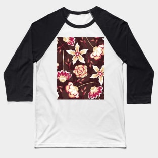 Brown background with flowers Baseball T-Shirt